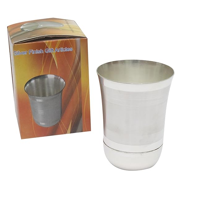 German Silver Juice Glass Drinkware Set, Gift Item for Diwali, Birthday & Parties (German SP Glass Set 1glass)