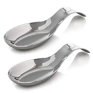 Parage 2 Pieces Stainless Steel Spoon Rest for Home & Kitchen, Platform and Dining Table, Holding Messy Spoon While Cooking (Set of 2, 21.5 cm Long)