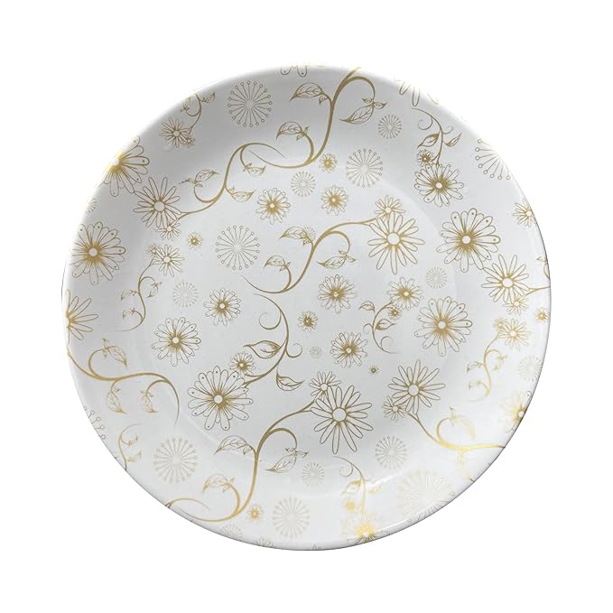 10.5 Inches Melamine Dinner Plate Set of 4 (P1) Microwave & Dishwasher Safe Dinnerware, Round Full Serving Plate Set for Breakfast, Lunch, Dinner, Snacks, Break Resistant, All Occasions