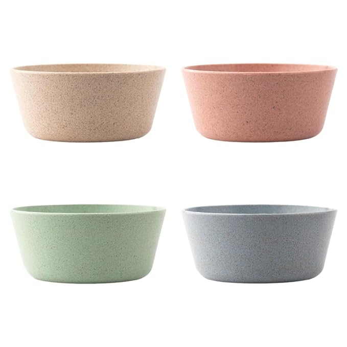 Irida Naturals Small Curry Bowl Set | Rice Husk & Bamboo Fiber Bowls for Snacks | Eco-Friendly, Unbreakable, Microwave Safe Bowl Set | Lightweight Bowl for Kids & Adults (Multi-Color, Set of 4)