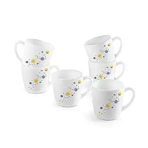 Ricca Mug 6 Pcs Set | Cups for Tea,Coffee,Espressoc| Thermal Resistant | Light Weight | Ideal Gifting Option | Blooming Daisy | 100ml