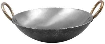 Diamond Steel Iron Kadai with Strong Handles| Loha/Lokhand Black Kadhai for Cooking on Stovetop