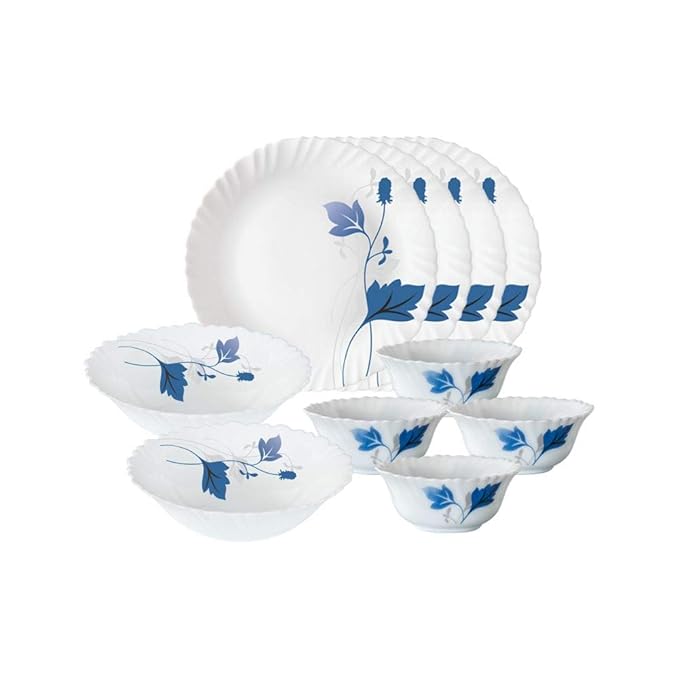 Larah by Borosil Ageria Opalware Dinner Set, 10 -Piece, White