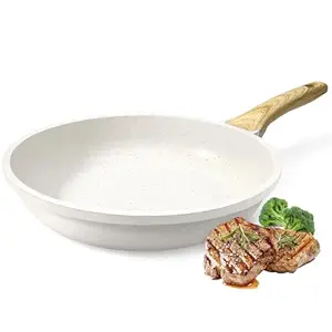 GiPP Nonstick Frying Pan Skillet - 8" White Granite Non Stick Pans, Omelette Pan with Heat-Resistant Handle, Compatible with All Stovetops, PFOA Free